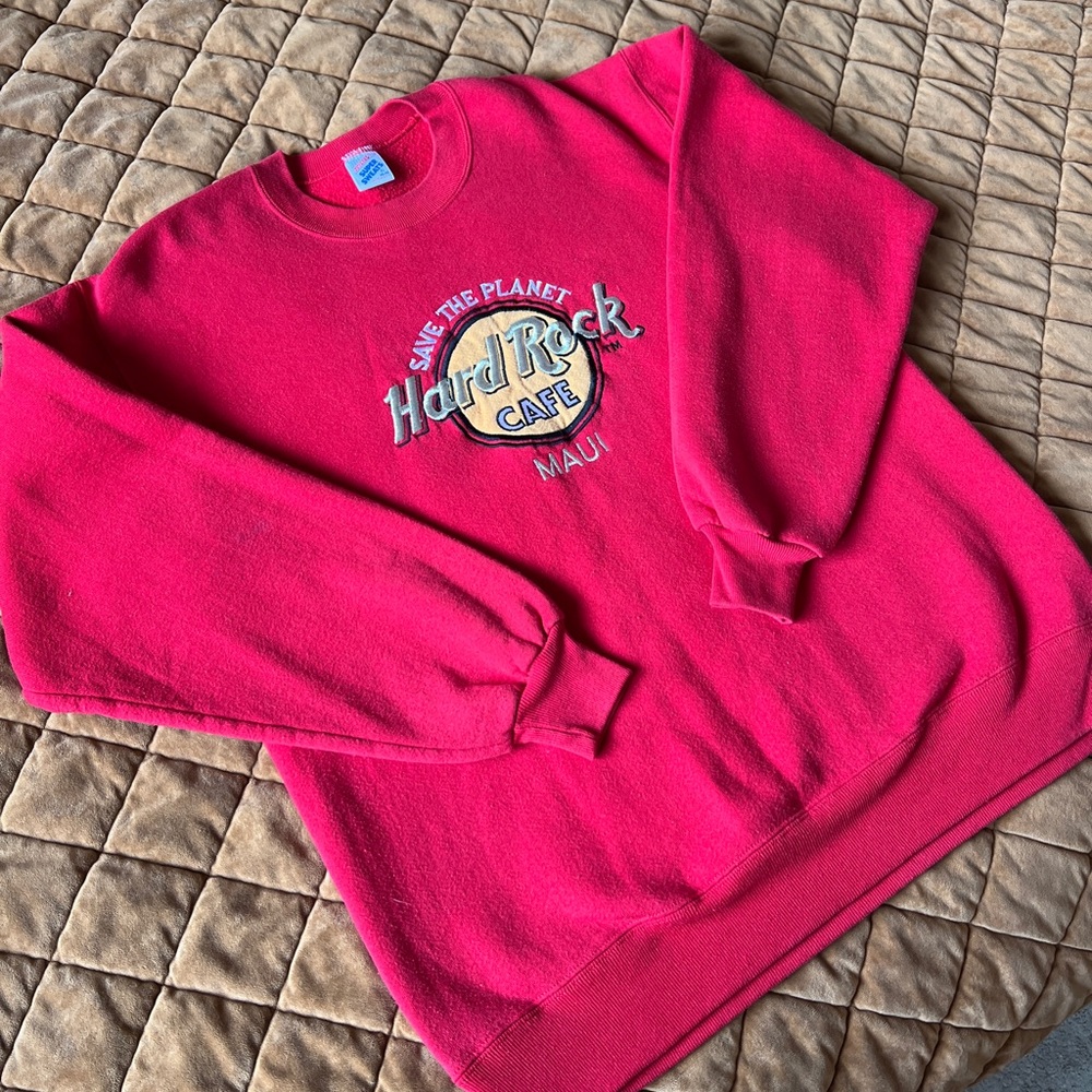 VINTAGE HARD ROCK CAFE MAUI SWEATSHIRT RED XL